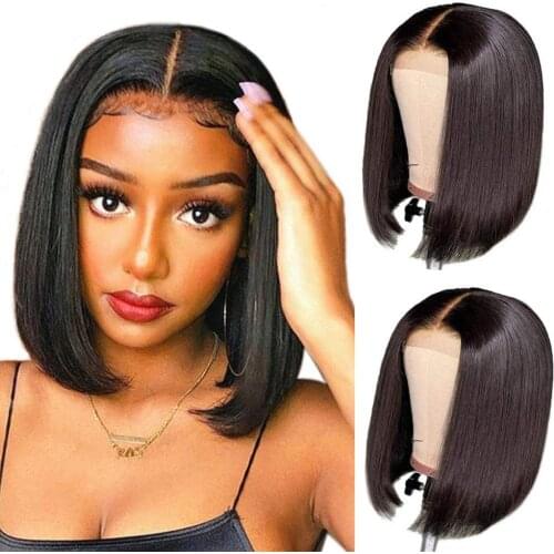 AlEESA Straight Bob Human Hair Wigs 4X4 Lace Closure Short парики женские Frontal For Women Remy HairSraight Lace Front Wig