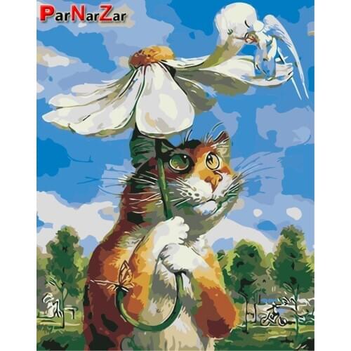 ParNarZar 3D DIY Diamond Painting Kits Full Round Drill Cat For Home Wall Decorations