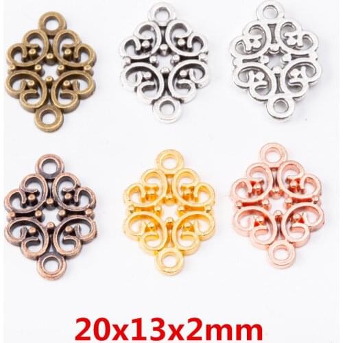 35pcs Charms Double hanging flower connector Pendant Bright Zinc Alloy Fit Bracelet Necklace DIY Metal Jewelry Findings 6429