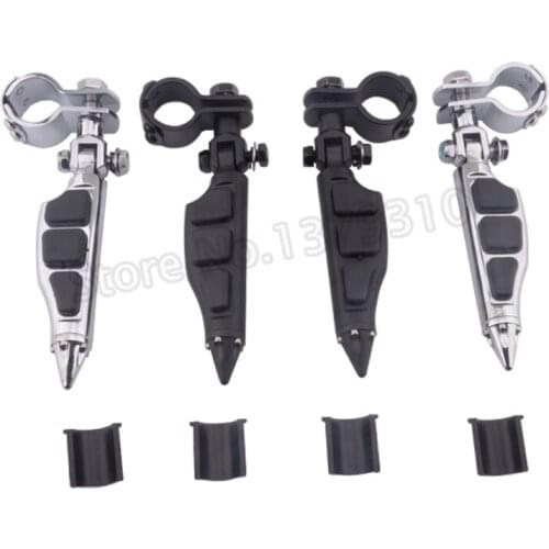 Motorcycle Footrest Adjustable Highway Foot Pegs Engine Guard Pedal with Mount Clamp 1-1/4" Fit For Honda Yamaha Harley Kawasaki