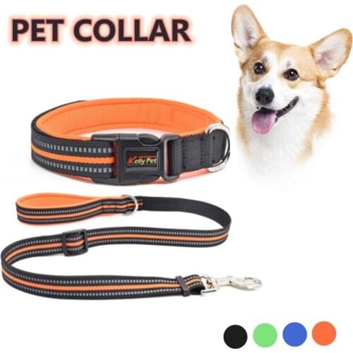Adjustable mesh pet dog collar 3M reflective nylon dog collar Velcro dog collar suitable for all dog breeds anti-strangle collar