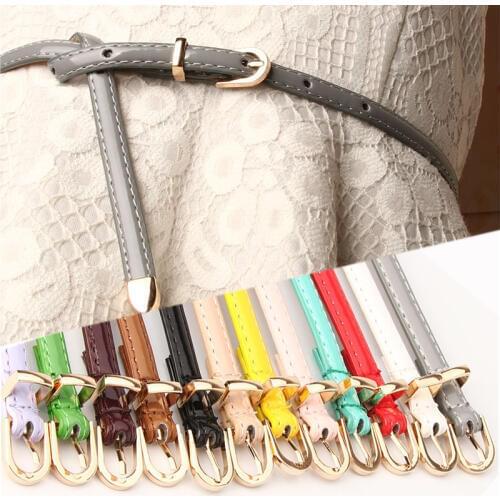 Women Candy Color Thin Skinny Waistband Faux Leather Belts Adjustable Belts Female Basic Dress Straps inturon Mujer