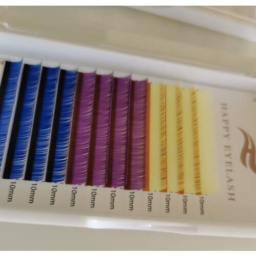 3 colors rainbow eyelashes extension cilia, individual color lashes, false mink color eyelash extension individual