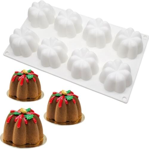 Silicone Mousse Cake Molds 3D Bakeware DIY Mould, 8 Holes Small flower shape
