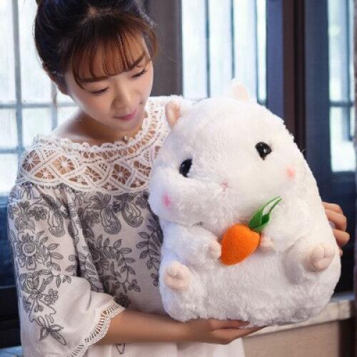 Lovely white hamster plush doll ,hug carrot, hamster toy throw pillow home decoration birthday gift h2836