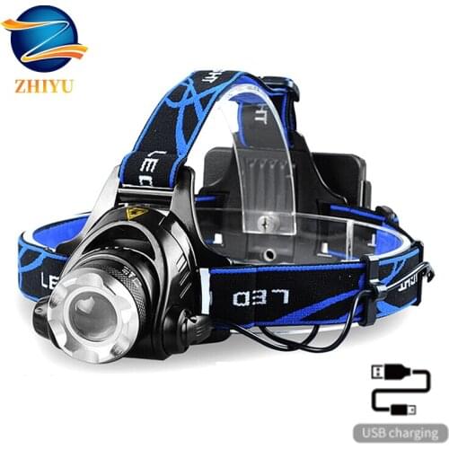 Super Powerful LED T6 Headlight Sensor Rechargeable Headlamp Flashlight Torch Headlamp Built-in 2 18650 Battery Camping Fishing