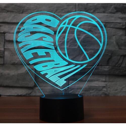 3d Visual Illusion Heart Basketball LED Lamp Transparent Acrylic 3D Night Light Led Lampa 7 Color Changing Touch Bulbing Lightin