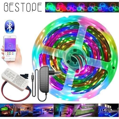 Bluetooth WS2811 RGB Led Strip Light 5050 SMD Addressable External 1 IC Control 3 Leds Bright Normal Led Lights DC12V Full Set