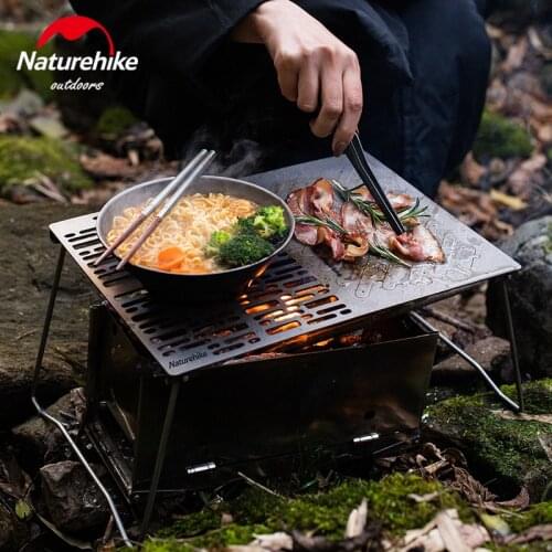 Naturehike Mindrian Titanium Baking Tray 778g Picnic Folding BBQ Plate Outdoor Travel Table With Oilproof Storage Bag
