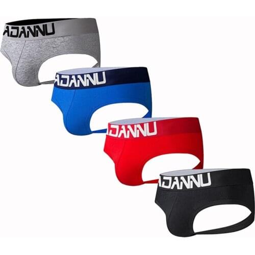 4PCS/Lot Thong Sexy Mens Underwear Briefs Open Butt U Convex Pouch Cuecas Calzoncillos Hombre Slip Cotton Gay String Underpants