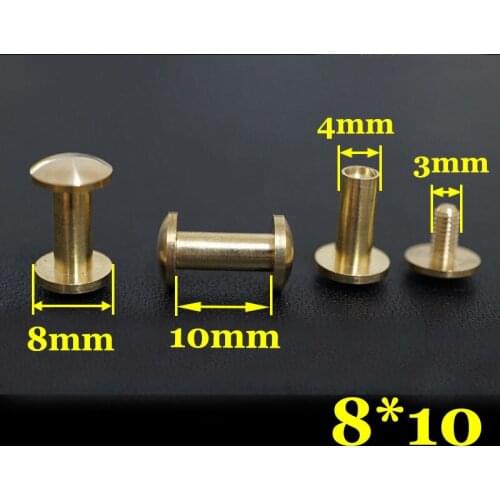 50pc Q2-8x10 Solid Brass belt screw Chicago Screw Leathercraft