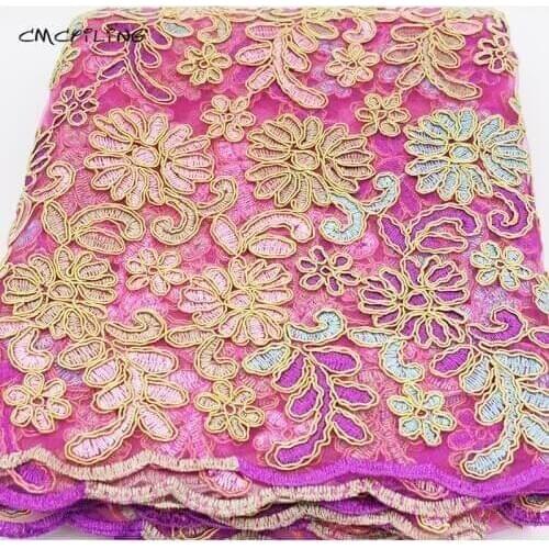 Embroidered Gauze Fabric For Wedding Dress Embroidered Flower Fabrics Sewing African Lace Textile Pierced Lace Fabrics 50*120cm