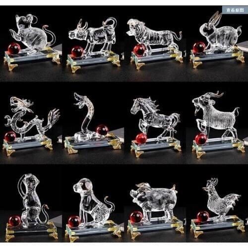 Zodiac The crystal Monkey chicken dog pig mouse carved the characters Furnishing articles dragon sitting room decorative crafts