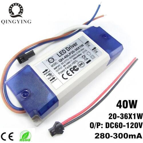 1/ 2 /5 / 10 Pieces 20W 30W 40W LED Driver 20-36x1W 300mA DC60-120V High Power Lighting Transformers For Floodlight