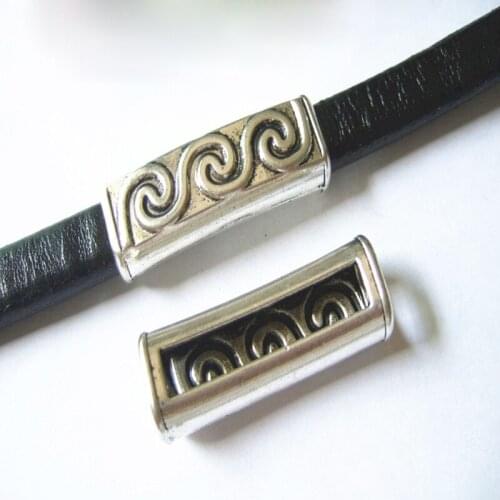 10pcs Antique Silver Color Licorice Tube Sliders For 10x6mm Leather Bracelet Findings Making