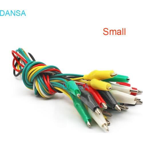 10pcs/lot 5 colors Double-ended Alligator Clips Test Cable 50cm Length multicolour Alligator Testing Wire Small Medium Large