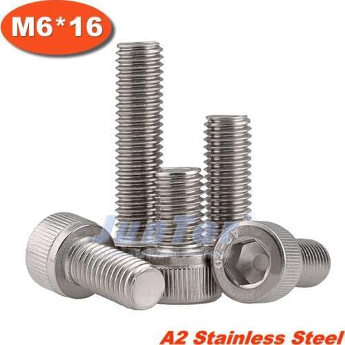 100pcs/lot DIN912 M6*16 Stainless Steel A2 Hex Socket Head Cap Screw