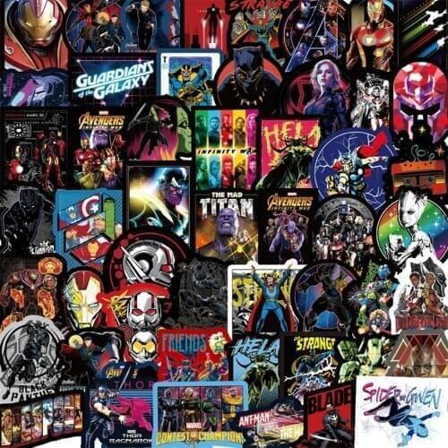 100pcs Marvel Avengers Superhero Graffiti Stickers Iron Man Thanos Notebook Water Cup Helmet Waterproof Decorative Stickers Gift