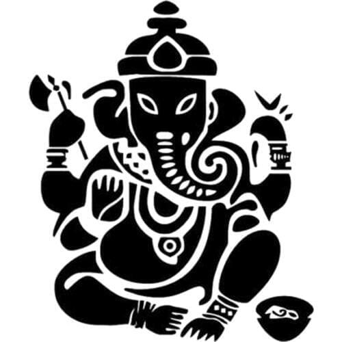 12.9cm*15.4cm Elephant Buddha India Fashion Car-Styling Decor Stickers Decals Black/Silver S3-6998