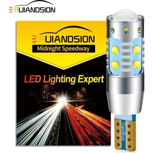 2x T10 W5W Backup Reverse Lamps 6000k Amber High Power 12-24V AC/DC 50W Parking License Plate Light XB-D Ultra Bright Led Bulbs