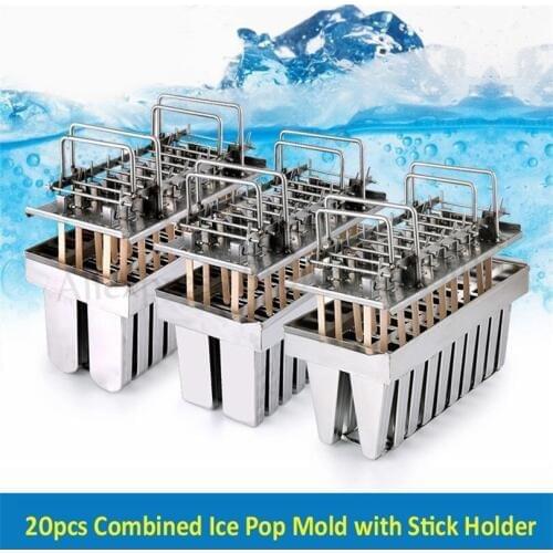 20pcs/Batch Ice Pop Moulds 304 Stainless Steel Frozen Yogurt Ice Cream Popsicle Mold Commercial DIY Kitchen Tools 6 Options