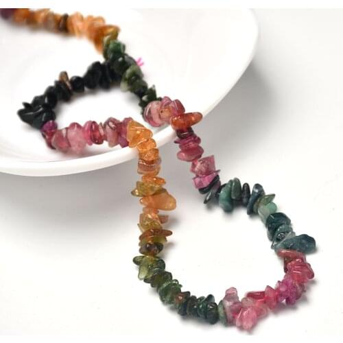 3-5mm Natural Tourmaline Tiny Gravel Beads Gemstone Chip Bead Fit For DIY Fashion Jewelry Making Findings 15" (Length) HK199