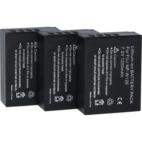 3Pcs NP-W126 NPW126 Digital Battery for Fujifilm Cameras FinePix HS30EXR HS33EXR X-Pro1 X-E1 X-E2 X-M1 X-A1 X-A2 X-T1 and X-T10