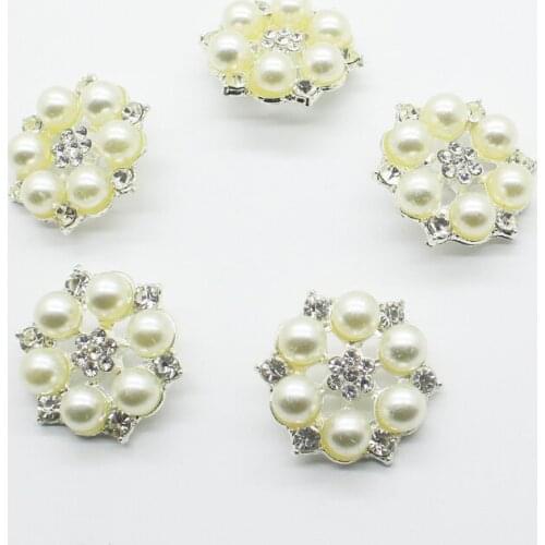 Limited Edition 5 pcs Pearl Metal Rhinestone Costume Button Jewelry Diy Crystal Wedding Festive Decoration Garment Accessories