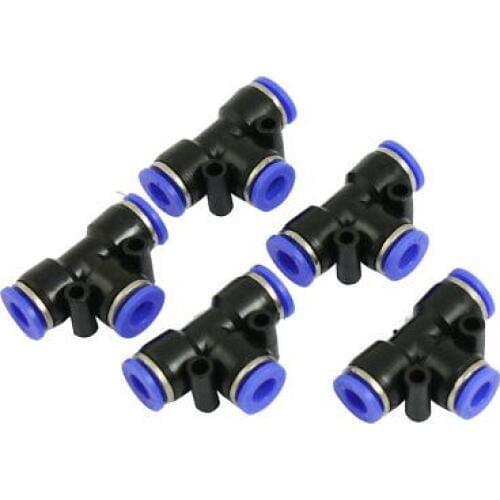 5 Pcs 6mm to 6mm T Shaped One Touch Fitting Push in Quick Connector