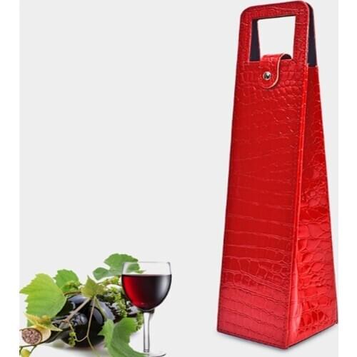 50pcs/lot Luxury Wine bags Empty wine packaging gift boxes Red wine leather bag Customize For Christmas Festival gift Pouch