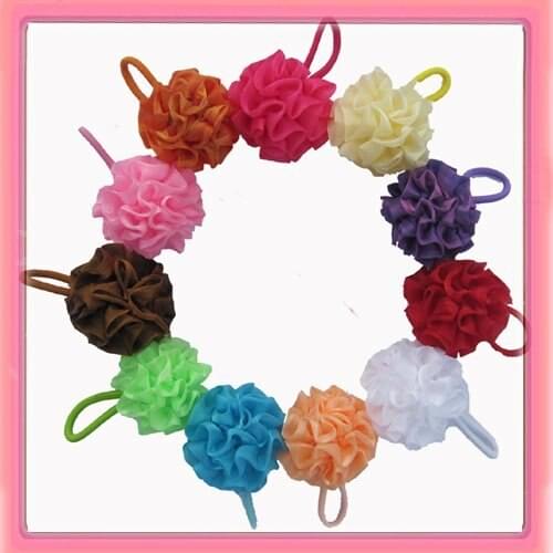 Free shipping! 24pcs/lot 11colors pompom elastic hair band ponytail hair holder for children mix order