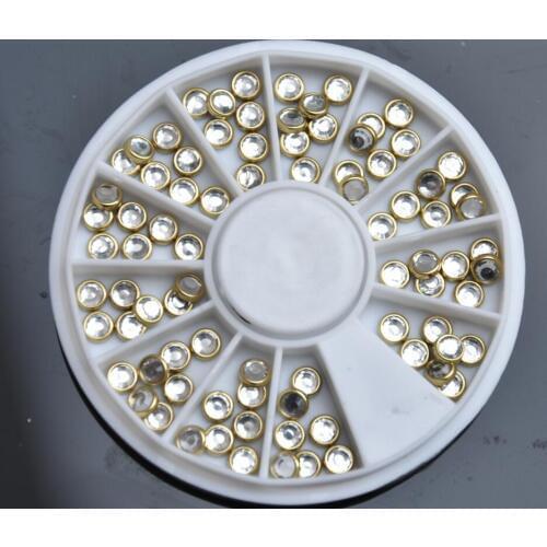 Glitter White AB Flat Back Round Pearls(with metal) Nail Art Jewelry Rhinestones Decorations Gem DIY Salon Tips 4mm size pearls