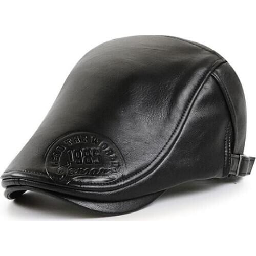 Brand JAMONT Autumn and winter new products embossed peaked cap PU hat men and women outdoor beret caps