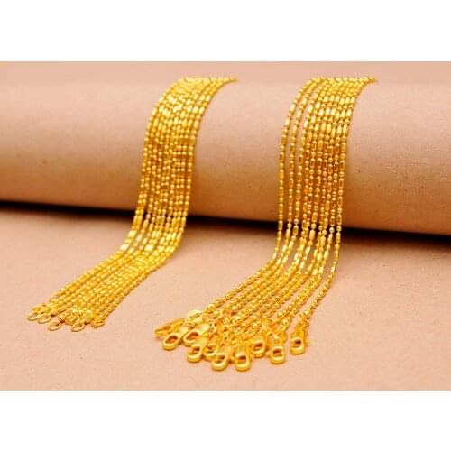 5PCS Womens High Jewelry 1.2MM 18 K Gold Column Ball Chain Necklace Charm Gold Necklace 16" 18" 20" 22" 24" 26" 28" 30" inches