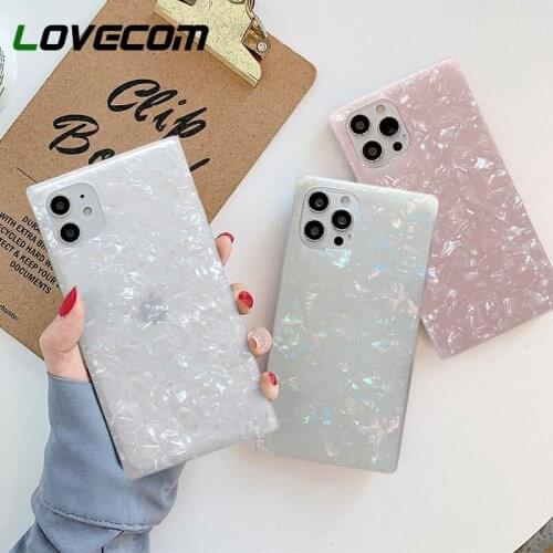 For iPhone 12 Pro Case Dream Shell Square Phone Cover For 12 Mini 11 Pro XS Max XR X 7 8 Plus Case Soft IMD Solid Color Coque