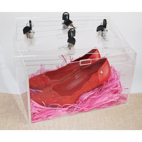 Marketing Holders 29x19x17cm Acrylic Lucite Security Show Case Locking Safe Box Donation Collectible Trinket Display Locking