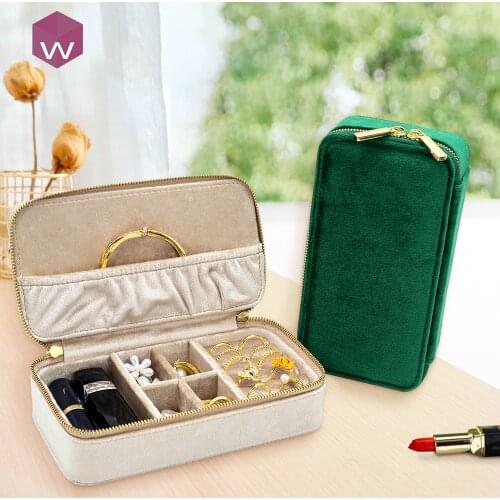 Dropshipping Pink Travel Jewellery Organizer Case Multifunctional Small Zipper Portable Jewelry Box