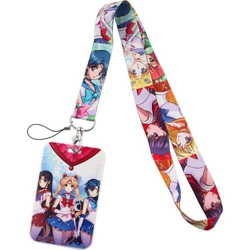 ER580 Anime Moon Magic Girl Lanyard Card Holder Student Hanging Neck Mobile Phone Lanyard Badge Subway Access Card Holder