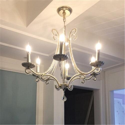 American Country Living Room Crystal Chandelier Art French Restaurant Hotel Lamps Retro Candle Bedroom Decoration Light Fixtures