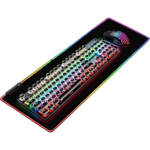 Gaming Keyboard Mouse RGB Mouse Pad Set, 104 Keys Keyboard 6 Keys Mouse Light Effect Mouse Pad USB Port, for Computer