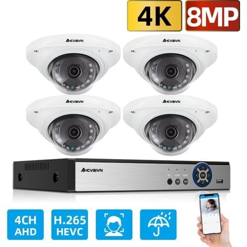 H.265 4CH AHD 8MP Security Camera System Super 8MP AI Face Detection Camera Outdoor Security Video Surveillance 8CH CCTV kit 4T