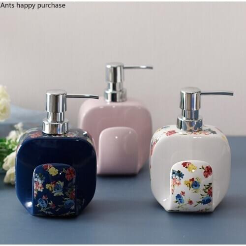 Ceramic Lotion Bottle Soap Dispenser Dual Purpose Bottle Hand Sanitizer Bottles Sponge Seat Home Bathroom Dispensing Container