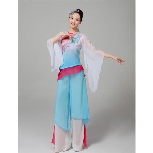 Chinese classical dance costumes female Hanfu national dance Fairy Embroidery sequinded stage performanceclothes yangko dance