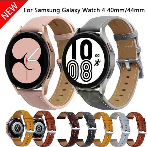 Leather Band For Samsung Galaxy Watch 4 40mm 44mm Strap 20mm Watch Strap For Samsung Galaxy Watch 4 Classic 46/42mm Smart Watch