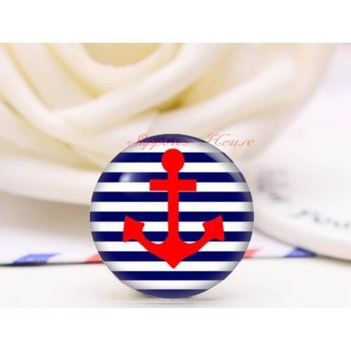 Handmade Round Anchor photo glass Cabochons, Jewelry Finding Cameo Pendant Settings, (F008-555)