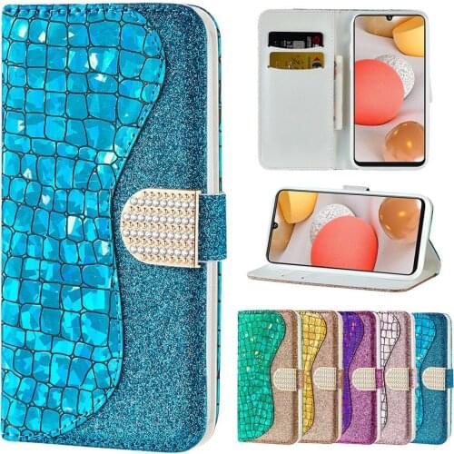 Laser Powder Flip Case For Samsung Galaxy S6 S7 S8 S9 S10 E S20 FE S21 Note 10 20 Plus Ultra 5G Card Slot Wallet Leather Cover