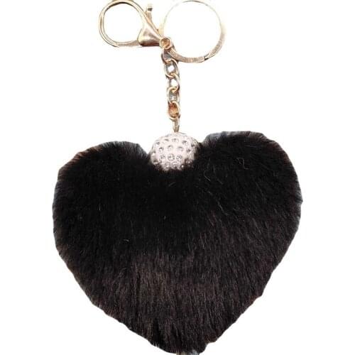 Cute Keychain Lovely Heart-shaped Key Chain Women Girl Bag Cars Simple Fluffy Keyring Jewelry Gifts