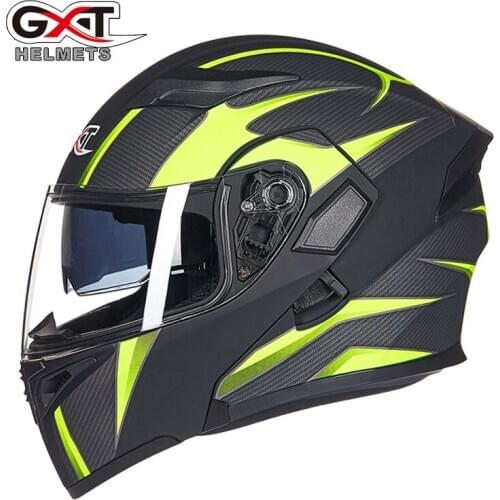 GXT Dual Lens Racing Helmets Flip Up Motorcycle Helmet with Inner Visor Safety Moto Helmet Can Put Bluetooth Headset