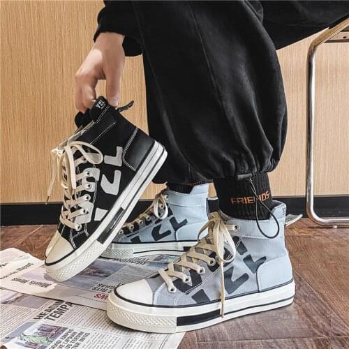 High Top Canvas Shoes Men Casual Shoes Black Designer Sneakers Platform Brathable Nonslip Fashion Mens Shoes Vulcanized Footwear