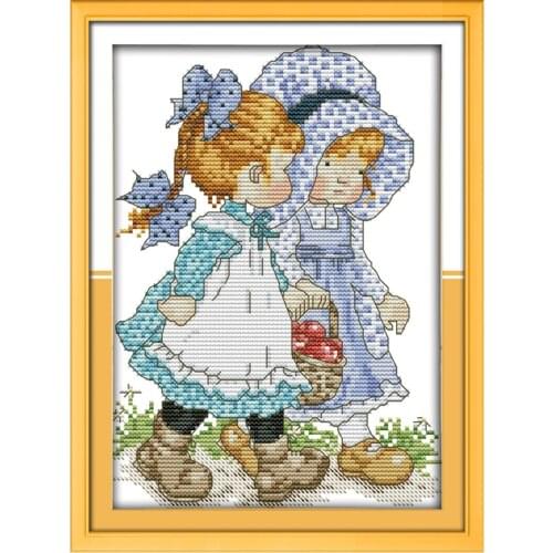 Work together with one heart cross stitch kit DIY hand embroidery set craft handmade needlework set